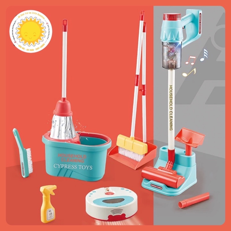 Đồ chơi dọn dẹp vệ sinh cho bé - máy hút bụi đa năng - rô bốt lau nhà dùng pin mẫu mới 2023