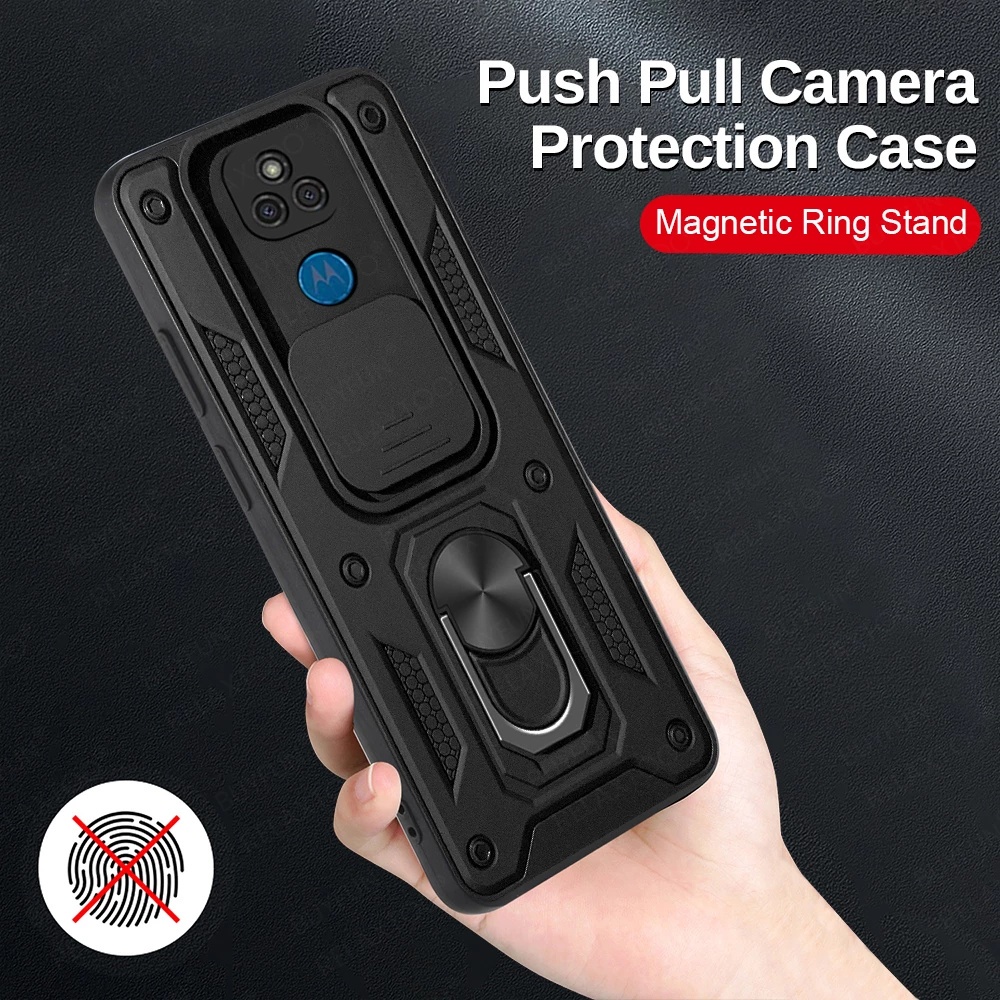 Ốp điện thoại cứng bảo vệ camera có giá đỡ kiểu giáp cho Motorola Moto G Stylus 5G / G Power / G Play 2021