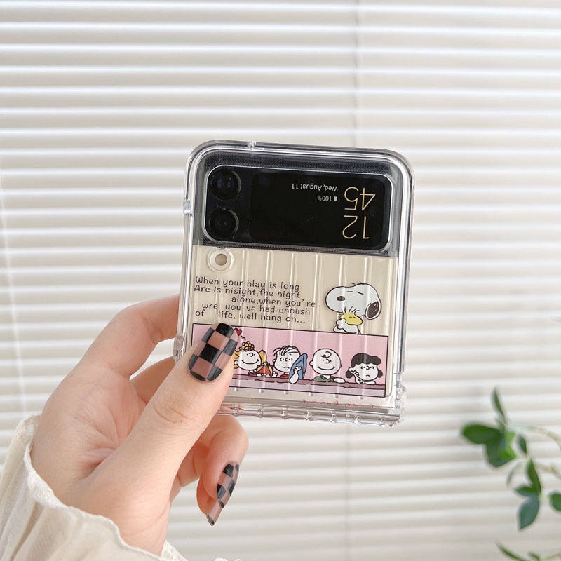 Ốp Điện Thoại Silicon Mềm Siêu Mỏng Chống Sốc In Họa Tiết Chú Chó Snoopy Dễ Thương Dành Cho Samsung Galaxy Z Flip 4 3