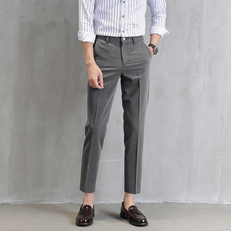 Quần Suit Hàn Quốc Quần Slack Căng Thường Seluar Quần Capri Thẳng Chinos Co giãn cho nam giới 28-34 baggy nam