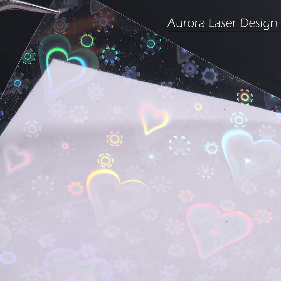 [Hàng mới về] Hình dán trang trí móng tay tự dính họa tiết trái tim màu ánh laser đẹp mắt