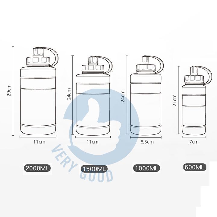 Bình Đựng Nước Kèm Ống Hút Có Dây Đeo Tiện Lợi - Bình Đựng Nước Dung Tích 600ml, 1000ml, 1500ml, 2000ml