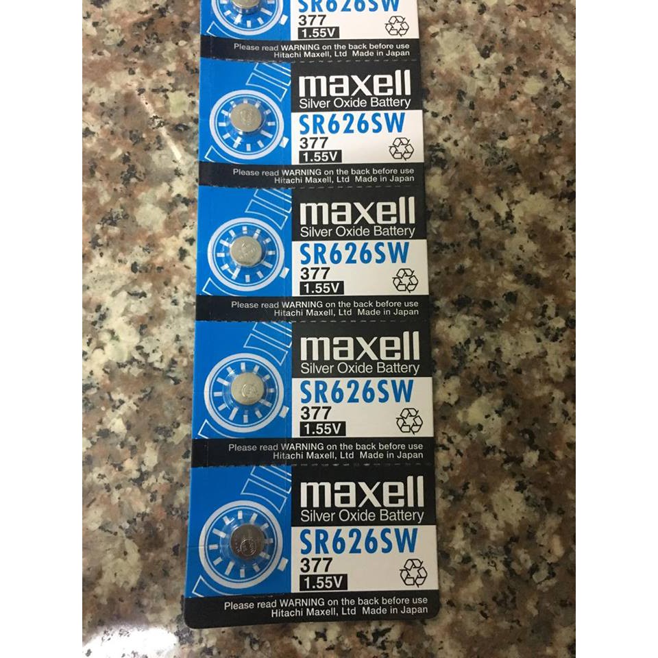 Pin nhật Maxell SR626SW - 377 - Vỉ 5 viên