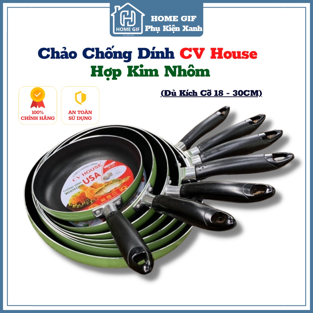 Chảo Chống Dính Hợp Kim Nhôm CV HOUSE siêu rẻ đủ cỡ từ 18 đến 30 cm