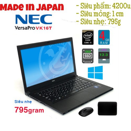 Laptop siêu mỏng siêu nhẹ Nhật Bản NEC VersaPro PC-VK17T Core i5-4210U, 4gb Ram, 128gb SSD 13.3inch 2K 2560x1440