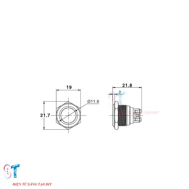 Nút Nhấn Đề Sắt Chống Nước 36VDC GQ16H-10