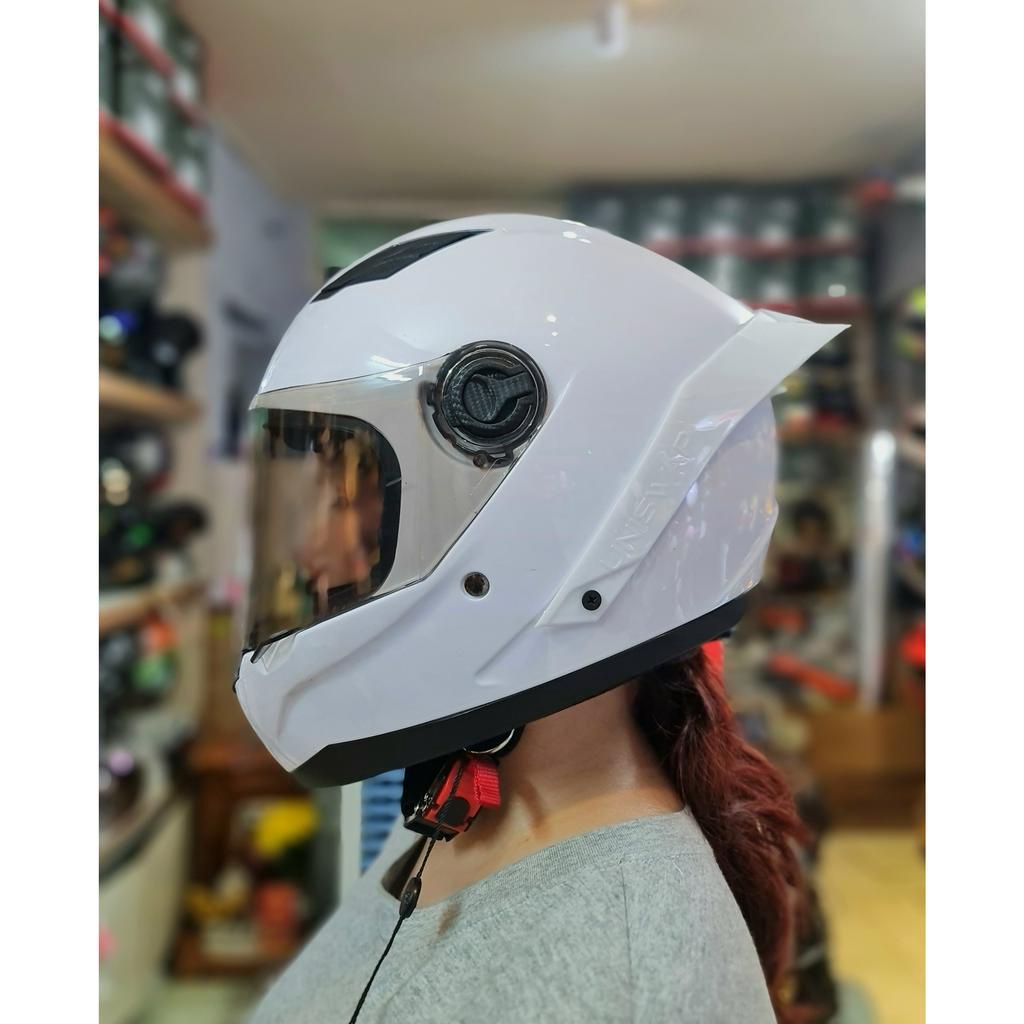 Combo Nón bảo hiểm Fullface Asia trắng gắn đuôi gió trắng siêu đẹp