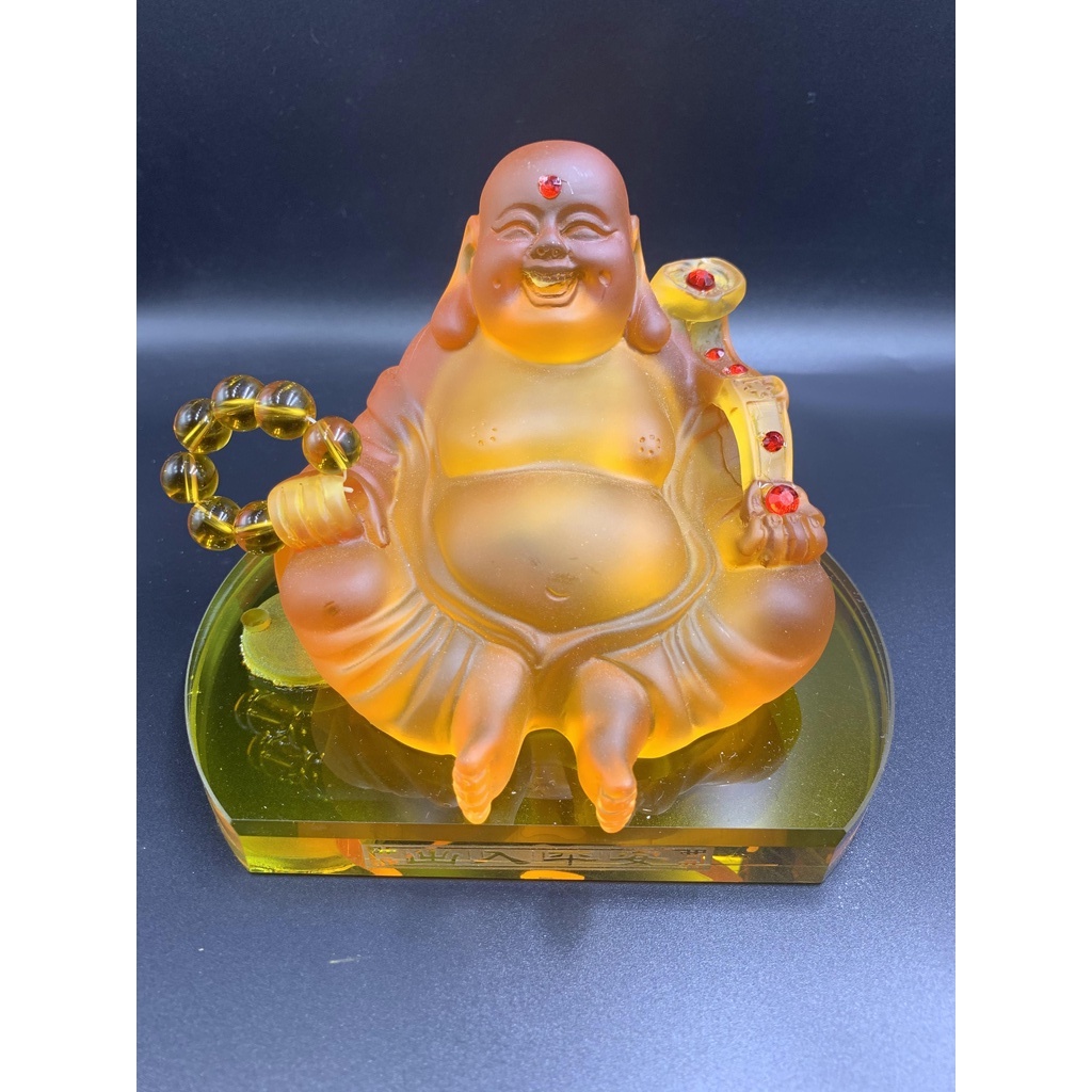 Tượng Phật Đặt Trên Xe Ô Tô - Phỗng Di Lặc Cầm Gậy Như Ý Giả Lưu Ly Giúp Mang Lại May Mắn, Bình An cho Gia Đình