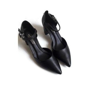 Sandal Bít Mũi Hở Eo Đế Vuông 5 Phân Augustino, ảnh thật