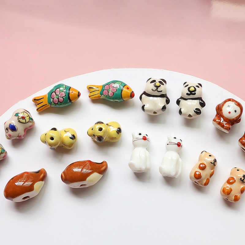 Vòng tay chuỗi hạt sứ tự làm mặt hình động vật dễ thương