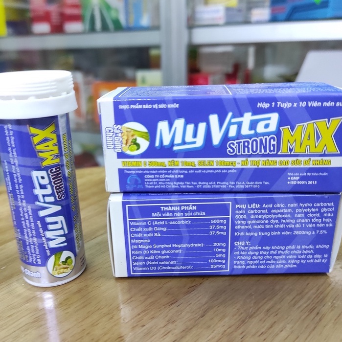 Viên Sủi Myvita Strong C Sả - Gừng - Chanh & Myvita Strong Max Multi Cam - Bổ Sung Vitamin C, Tăng Cường Sức Đề Kháng