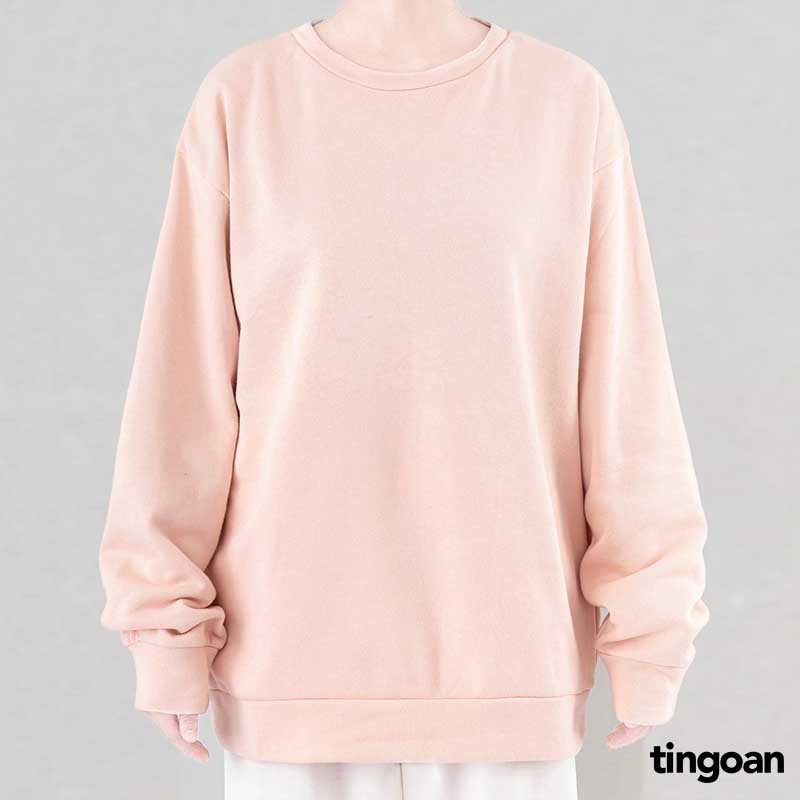 Áo sweater nỉ trơn dài tay hồng nhạt tingoan BABY TALK/PK - Hàng mới về