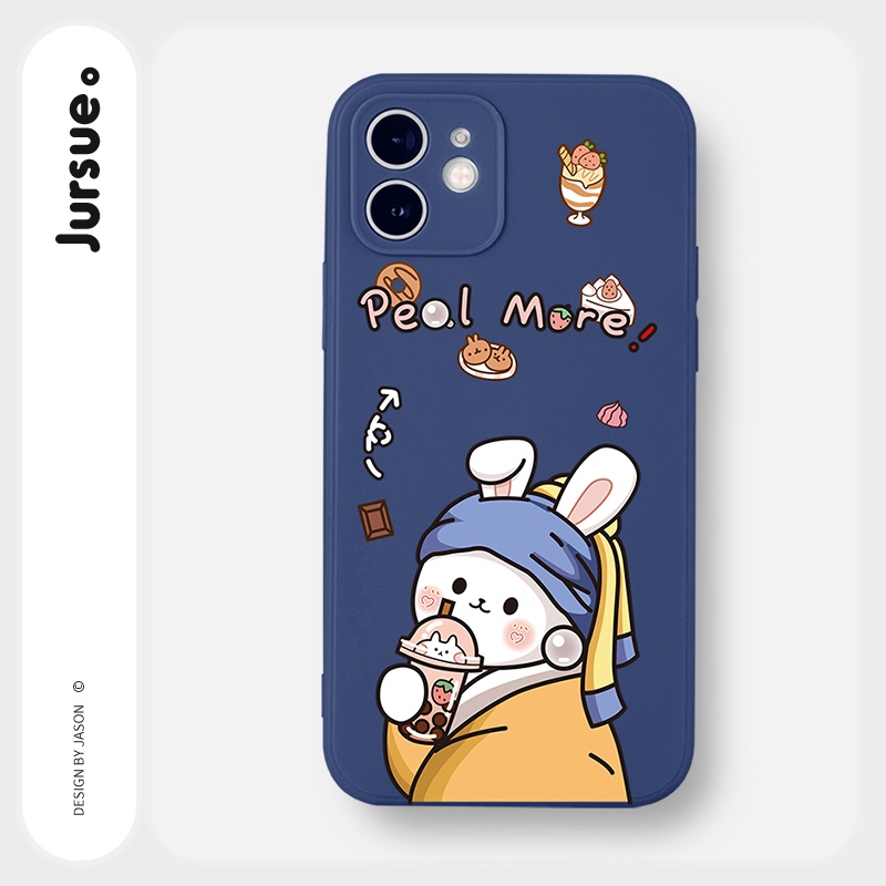 Ốp lưng JURSUE hoạt hình cặp đôi dễ thương đẹp cho iPhone 13 12 11 Pro Max SE 2020 X XR XS ip 8 7 6 6S Plus kute Y325