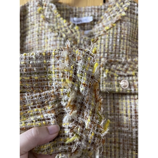 Áo khoác dạ nữ dạng tweed thu đông mới có video ảnh thật