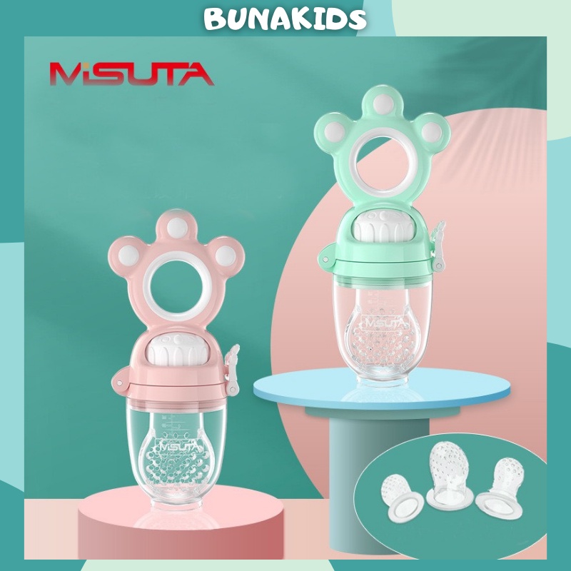 Túi nhai ăn dặm cho bé Misuta nhiều màu cao cấp 1 set 3 núm 3 size Bunakids AD34