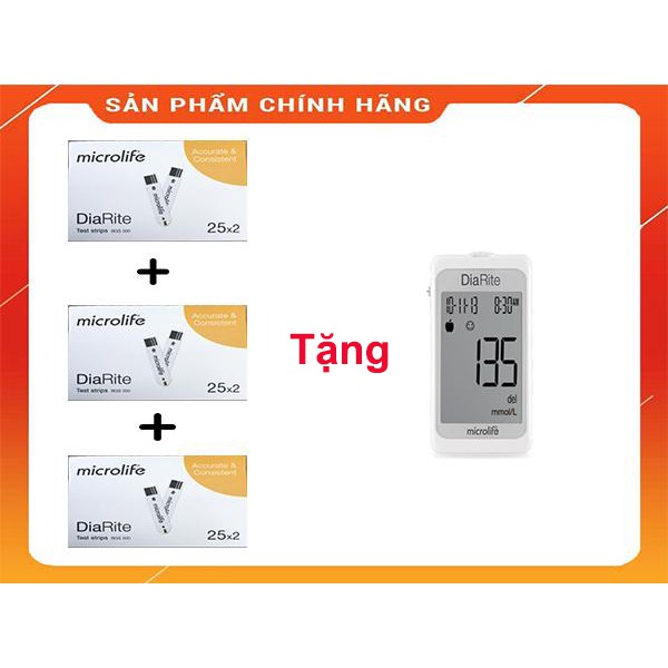 [Chính HÃNG]Que đo Đường huyết  DiaRite BGM TEST (50 que) MUA 3 HỘP TẶNG MÁY ĐO