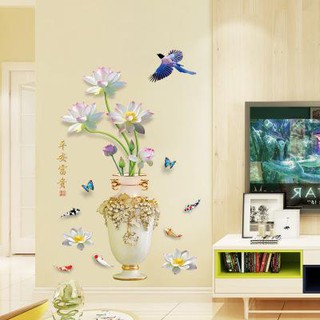 Decal dán tường Bình hoa sen trắng