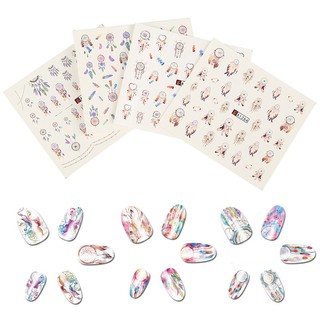 Set of 12 stickers for nail art decoration with creative diverse patterns