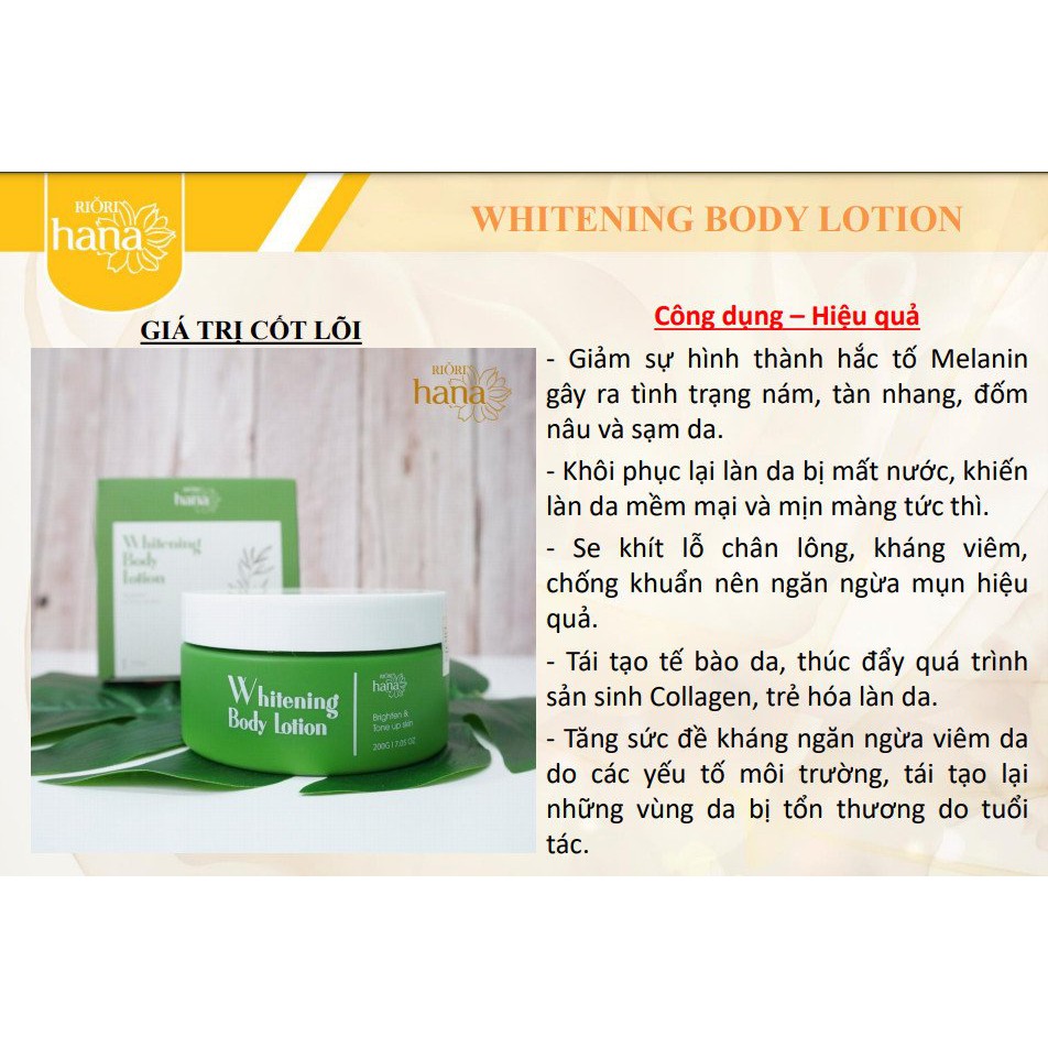 Kem Dưỡng Trắng Da Body RIORI Whitening Body Lotion 200g