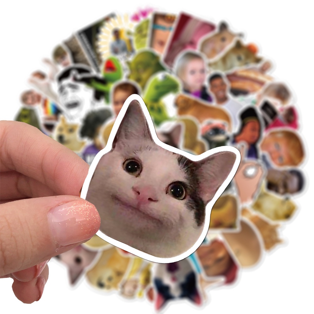 Set 200/150/100/50 Sticker Dán Chống Nước Họa Tiết Meme Vui Nhộn Trang Trí Laptop/Điện Thoại