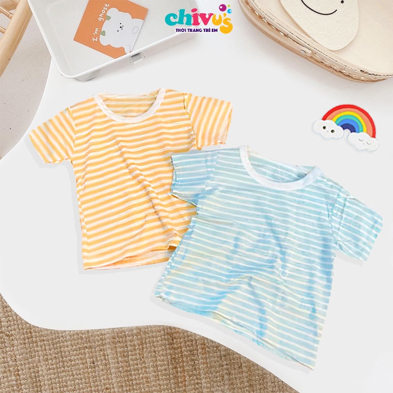 Áo thun bé trai bé gái chất cotton hoạ tiết kẻ sành điệu quần áo trẻ em 1 2 3 4 5 tuổi CHIVU's KID