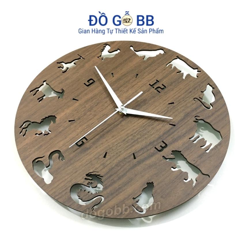 Đồng Hồ Gỗ Treo Tường Decor Trang Trí Hình Con Vật 12 Con Giáp - Đồ Gỗ BB