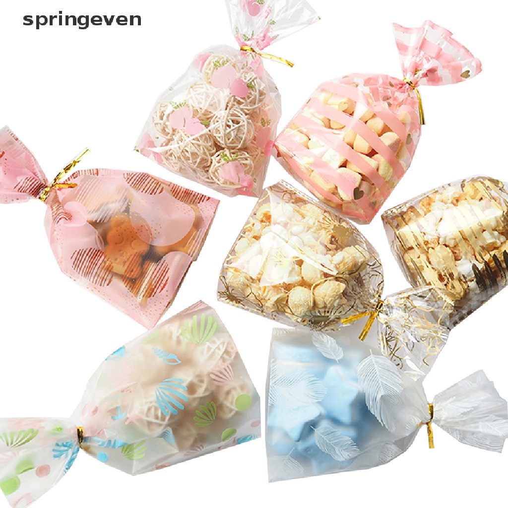 springeven Creative Cookie Candy Bags 50pcs Wedding Birthday Favors Party Plume Plastic Bag RFT