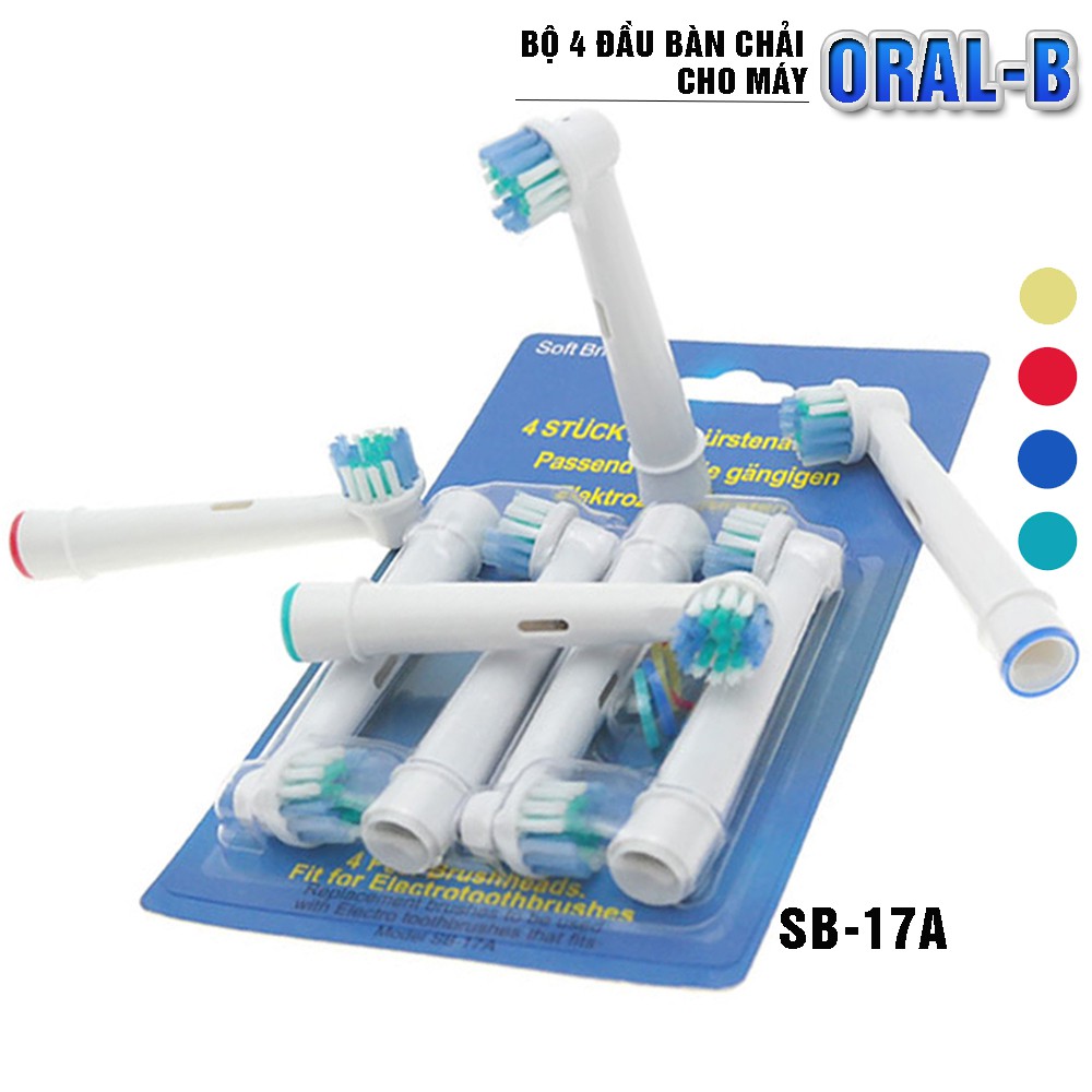 Oral-B Braun SB-17A, Daily set (4 chiếc/vỉ) bộ 4 Đầu Bàn Chải đánh răng điện thay thế Minh House
