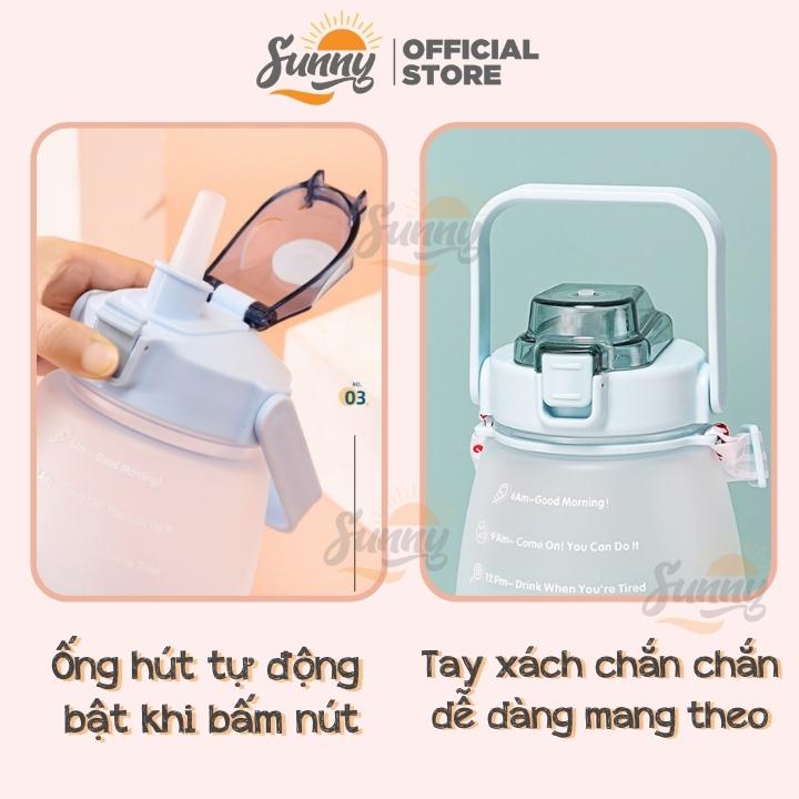 Bình nước 1,2 lít tặng Sticker có vạch báo dành cho người lười uống nước - Bình đựng nước chính hãng Sunny BN5