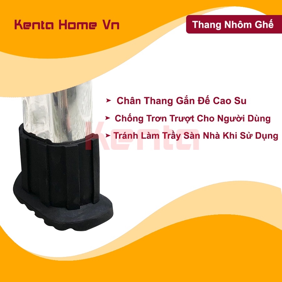 Thang nhôm ghế tay vịn chữ A bản to 3 4 5 6 7 Bậc cao từ 0.74M -1,72M gấp gọn, Khung inox 304 cực kỳ chắc chắn an toàn