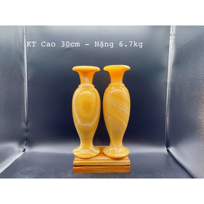 Cặp Lục Bình Đá Ngọc Hoàng Long - Đá Ngọc Pakistan Xanh Phong Thuỷ