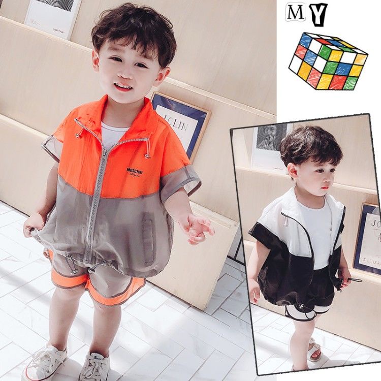 Bộ quần áo thời trang mùa hè tay ngắn xinh xắn cho bé trai
