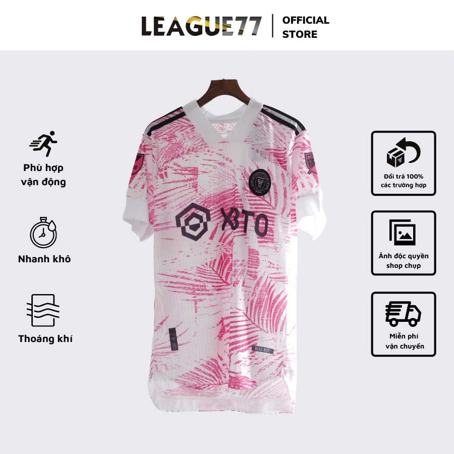 Set quần áo đá bóng Miami  màu hồng - bộ thể thao bóng đá nam ngắn tay vải gai lưới form âu Leaguestore