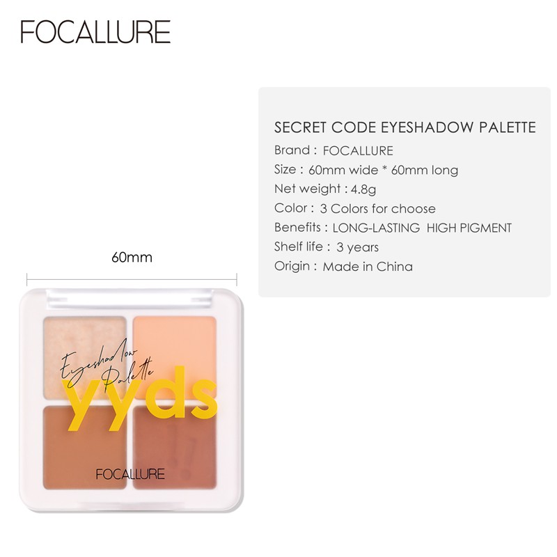 Bảng màu mắt mờ Focallure secret code --- long lanh lấp lánh Bột màu cao Chống thấm nước Lâu trôi Bảng bốn màu Kết cấu mềm mại Thích hợp cho du lịch | BigBuy360 - bigbuy360.vn