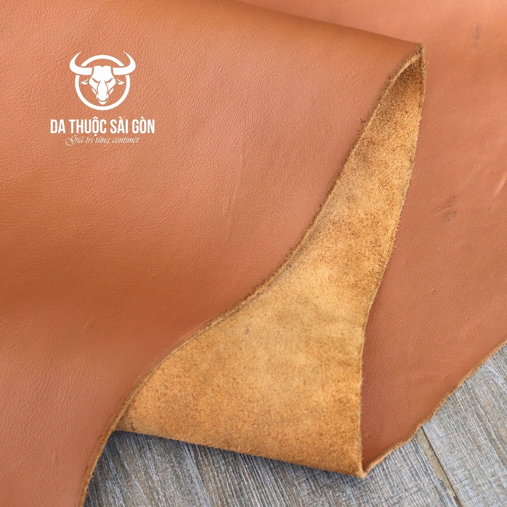 10 Pia Da bò Aniline cao cấp màu câu caramel thương hiệu Da Thuộc Sài Gòn - Da thuộc nguyên tấm