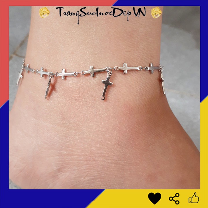 Lắc chân nữ inox chuỗi thánh giá rớt thánh giá, sáng đẹp không đen tạo nên phong cách đẹp, lạ cho quý cô