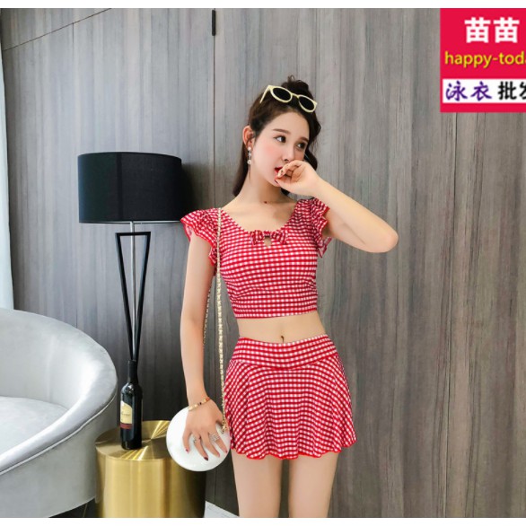 CÓ SẴN Set bikini kẻ caro dáng váy cực xinh | BigBuy360 - bigbuy360.vn