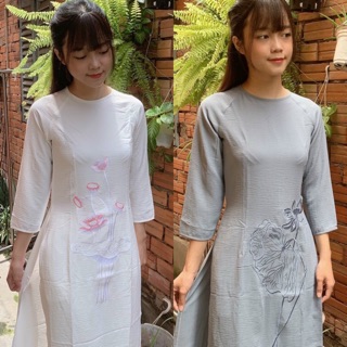 Đồ lam đi chùa # cách tân cổ tròn vải đũi