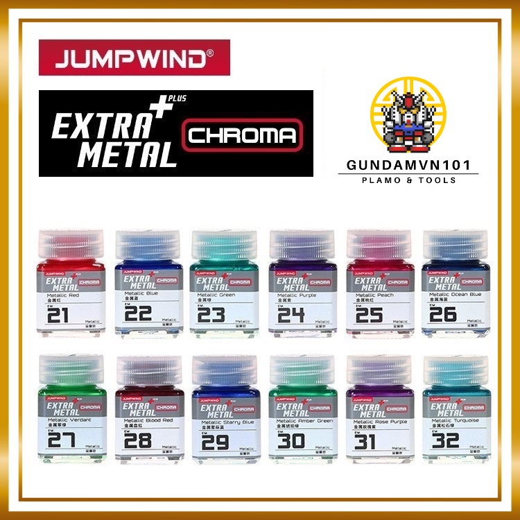 SƠN JUMPWIND EXTRA METAL PLUS COLOR CHROMA -  Sơn màu metallic kim loại mô hình lắp ráp gundam gunpla figure doll anime