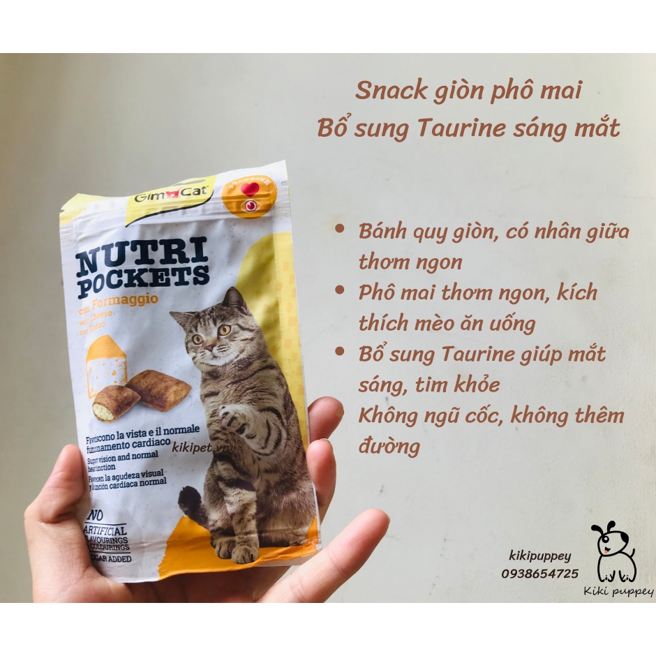 Gói lớn Snack thưởng cho mèo ngừa búi lông, hỗ trợ tiêu hóa Gimcat Nutri Pockets