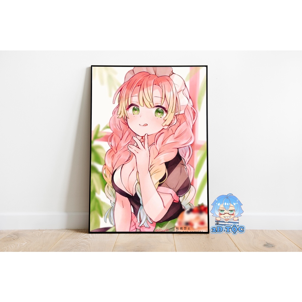 Tranh poster A3 Kanroji Mitsuri  Anime Kimetsu No Yaiba chất liệu giấy cao cấp - 2D Tộc Shop