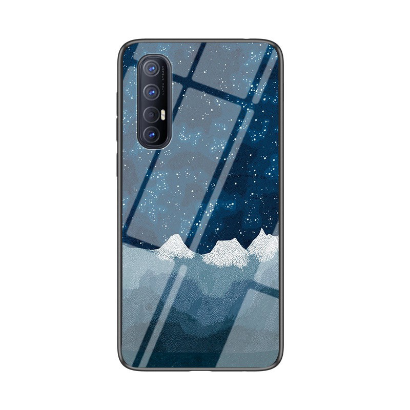 Ốp điện thoại mặt kính cường lực viền TPU cạnh mềm cho Oppo reno 3 4 pro 4g 5g reno3 reno4 pro