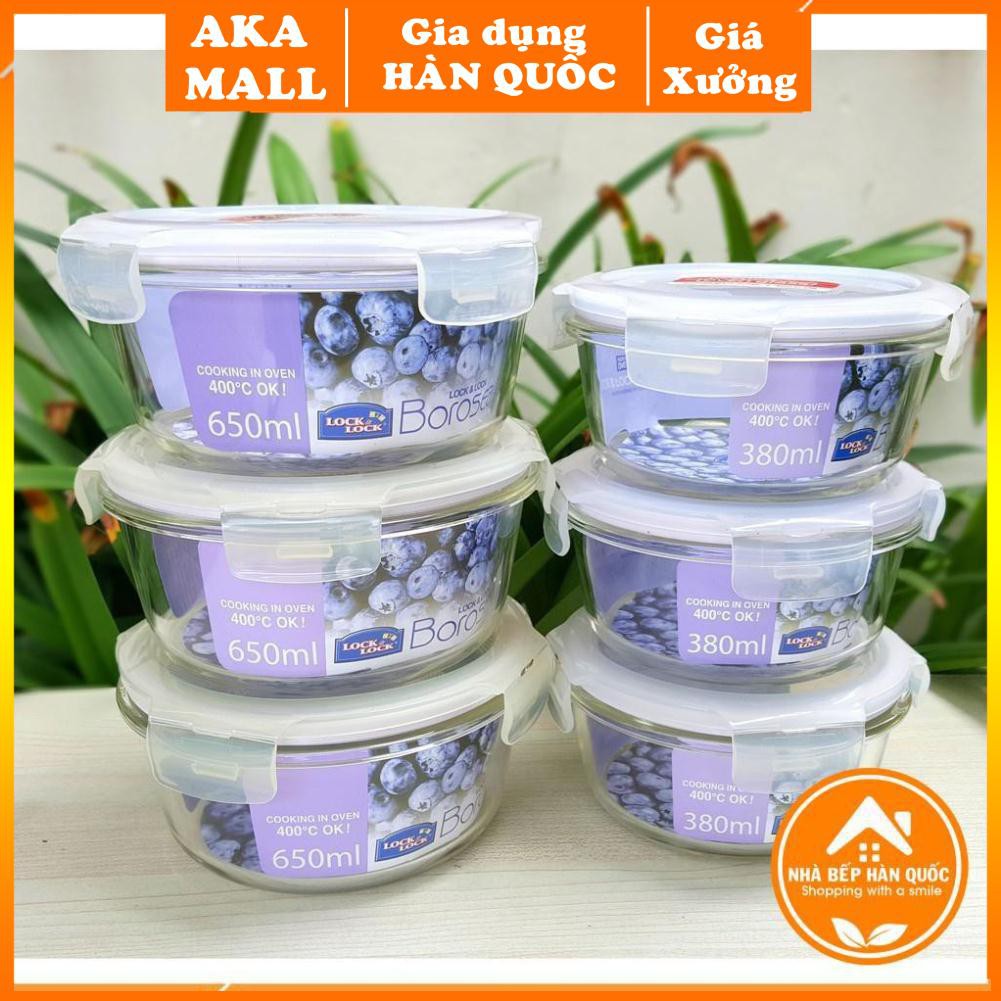 Hộp đựng thực phẩm, hộp đựng thức ăn, hộp thủy tinh giữ nhiệt Lock and lock 650ml và 380ml [Chính hã