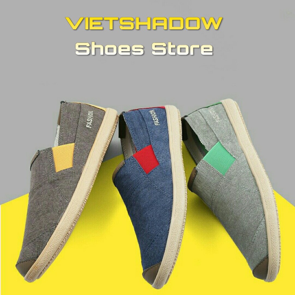Slip on nam - Giày lười vải phong cách Anh Quốc - 3 màu nâu/(vàng), ghi/(xanh) và xanh/(đỏ) - Mã SP 189 | BigBuy360 - bigbuy360.vn