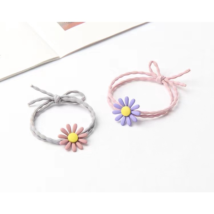 Dây Cột Tóc Cao Su Co Giãn Đính Hoa Cúc Nhỏ Xinh