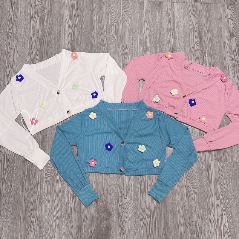 ÁO KHOÁC TĂM GẮN HOA LEN XINH ĐẸP BH6