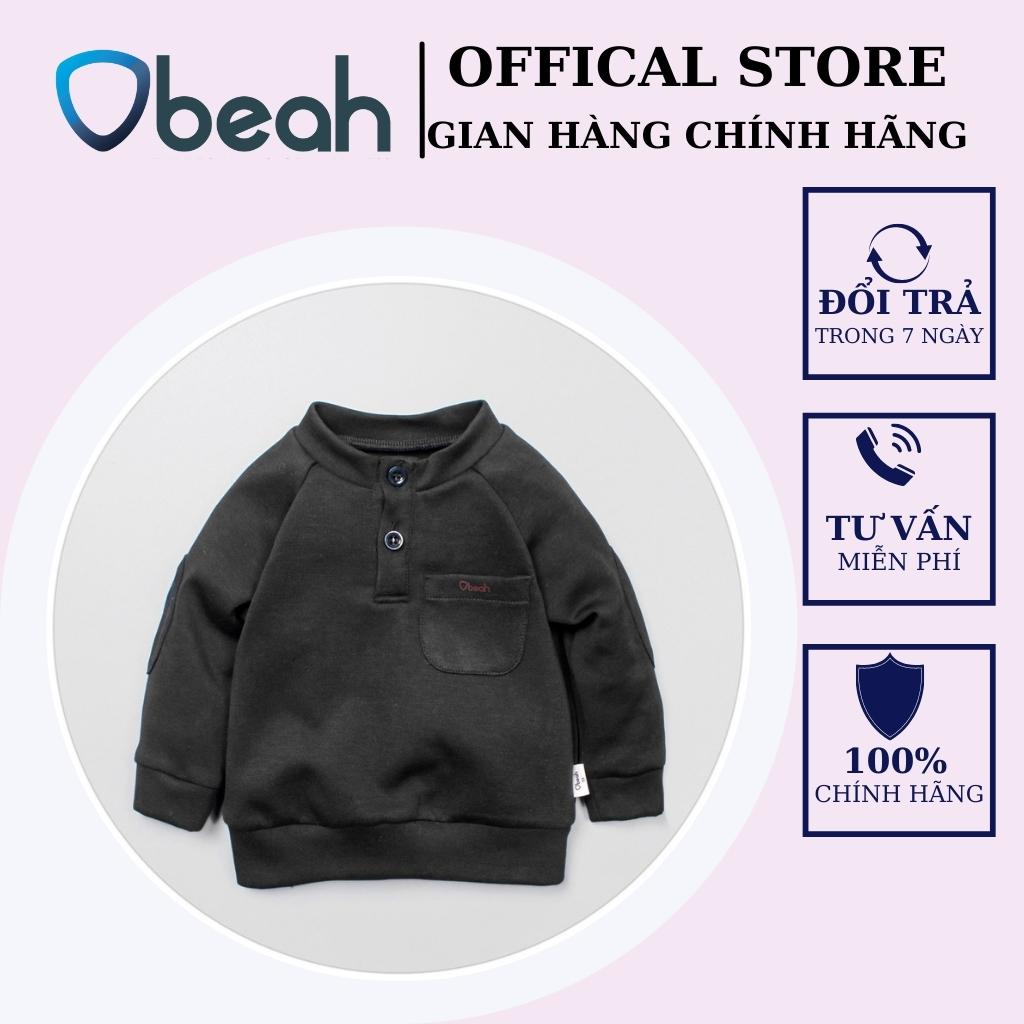 Áo bé trai cổ trụ bé trai dài tay 2 màu xanh navy và đen size 59 đến 90 cho bé từ 0 đến 24 tháng obeah_officialstore