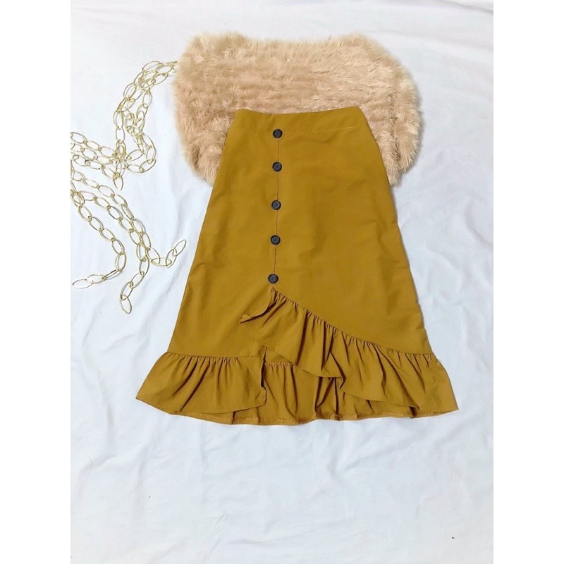 [ Mã WASTAPR giảm 10K đơn 50K] Chân váy đuôi cá lệch tà phối cúc | BigBuy360 - bigbuy360.vn