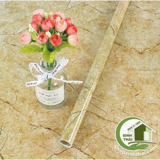 Cuộn giấy decal giả đá hoa cương dán bếp - màu nâu - [ 3 mét x khổ 60cm ] - giấy tráng nhôm cách nhiệt dán tủ, dán bàn