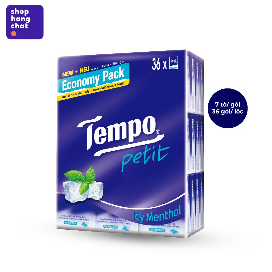 khăn giấy cao cấp Tempo Petit Icy Menthol (36 gói/ bịch)